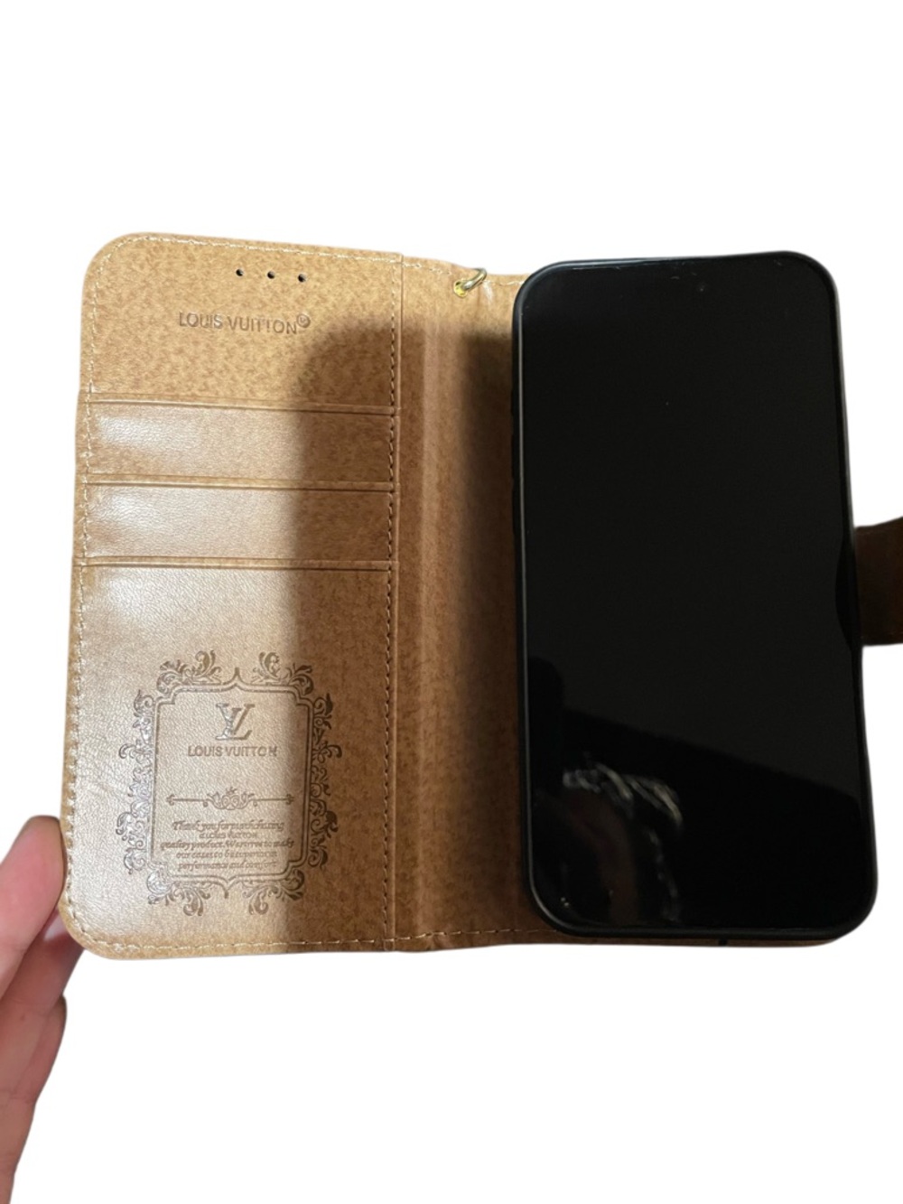Brown Monogram Phone Wallet Case Wristlet | Snap Closure Card Holder Clutch - Picture 4 of 5
